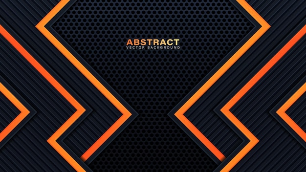 Fondo de concepto de innovación de tecnología de diseño de diseño de marco metálico abstracto naranja amarillo y negro. Gráfico vectorial.