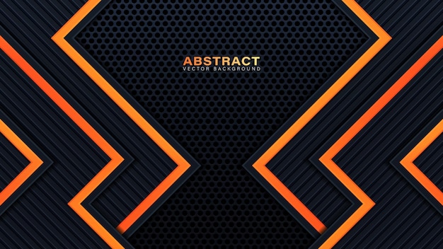 Fondo de concepto de innovación de tecnología de diseño de diseño de marco metálico abstracto naranja amarillo y negro. Gráfico vectorial.