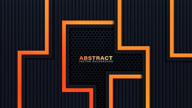 Fondo de concepto de innovación de tecnología de diseño de diseño de marco metálico abstracto naranja amarillo y negro. Gráfico vectorial.