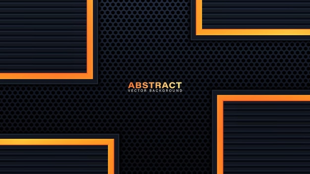 Fondo de concepto de innovación de tecnología de diseño de diseño de marco metálico abstracto naranja amarillo y negro. Gráfico vectorial.