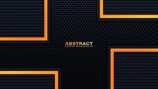 Fondo de concepto de innovación de tecnología de diseño de diseño de marco metálico abstracto naranja amarillo y negro. gráfico vectorial.