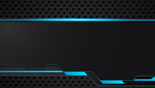 Fondo de concepto de innovación de tecnología de diseño de marco metálico abstracto azul y negro