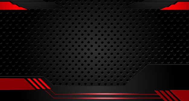 Vector fondo de concepto de innovación de tecnología de diseño de marco negro rojo metálico abstracto