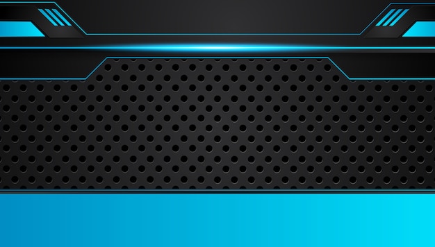 Fondo de concepto de innovación tecnológica de diseño metálico abstracto azul y negro.
