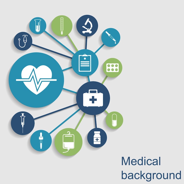 Vector fondo de concepto médico iconos de diagnóstico de equipos médicos y medicina fondo de medicina abstracta ilustración vectorial
