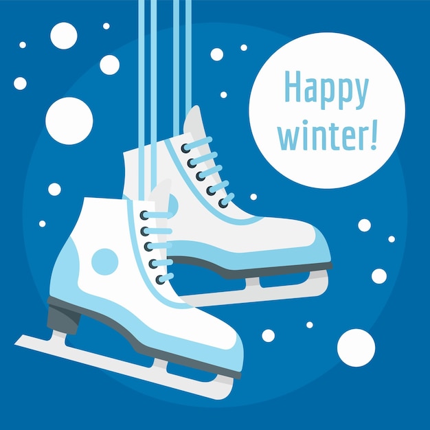 Vector fondo de concepto de patinaje sobre hielo de invierno feliz ilustración plana del fondo de concepto vectorial de skate sobre hielo feliz de invierno para diseño web