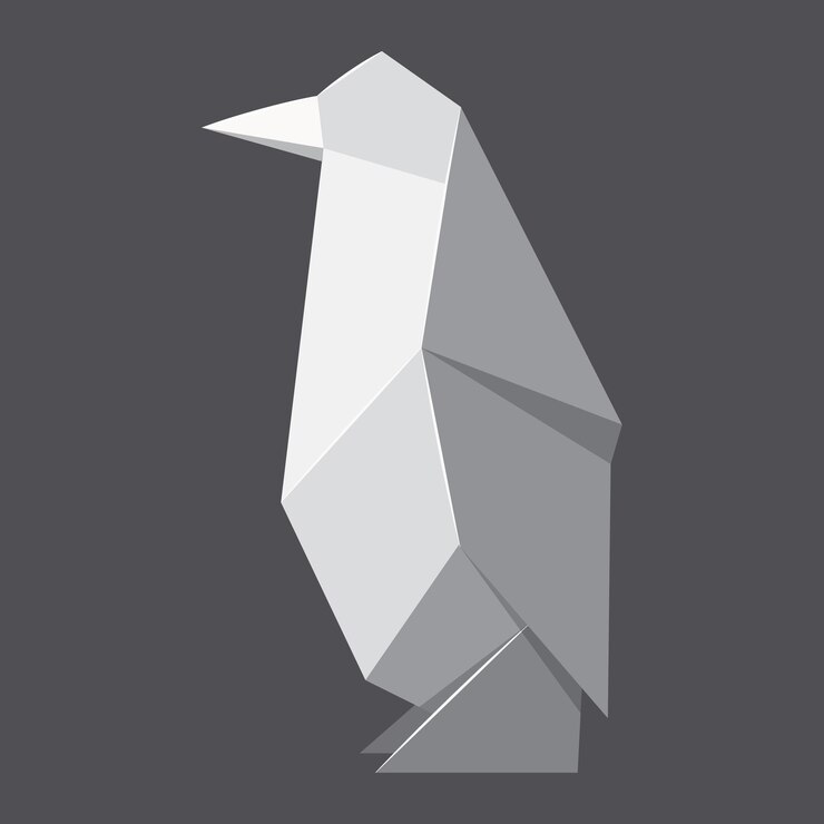 Vector fondo del concepto de pingüino de origami ilustración realista del fondo del concepto de vector de pingüino de origami para diseño web