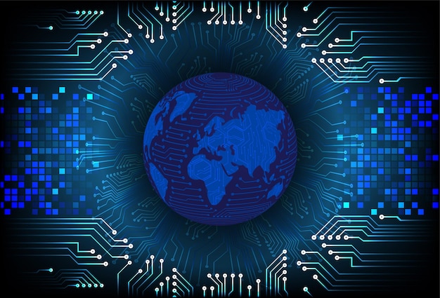 Fondo de concepto de seguridad cibernética hud azul de tecnología futura mundial