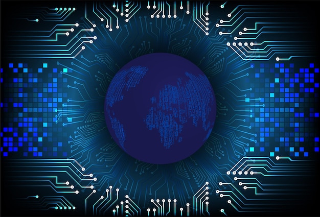 Fondo de concepto de seguridad cibernética hud azul de tecnología futura mundial