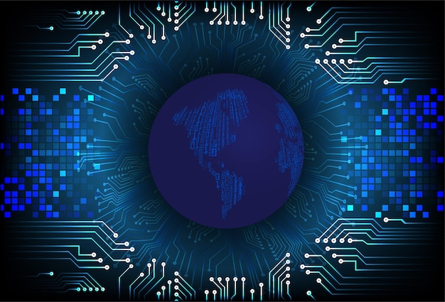 Fondo de concepto de seguridad cibernética hud azul de tecnología futura mundial