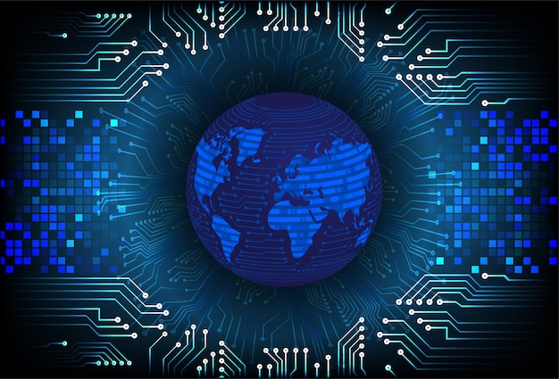 Fondo de concepto de seguridad cibernética hud azul de tecnología futura mundial