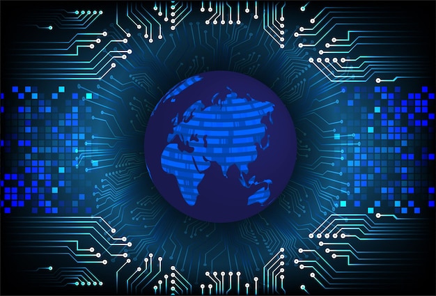 Fondo de concepto de seguridad cibernética hud azul de tecnología futura mundial