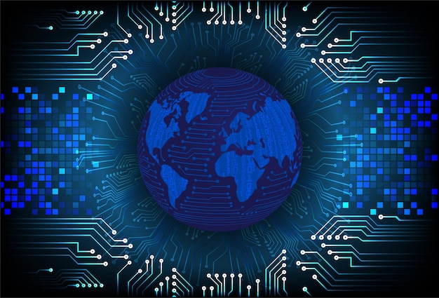 Fondo de concepto de seguridad cibernética hud azul de tecnología futura mundial