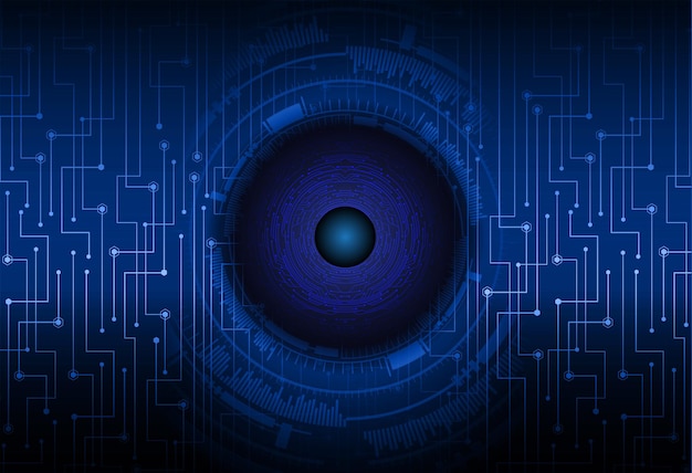 Fondo de concepto de seguridad cibernética hud azul de tecnología futura mundial