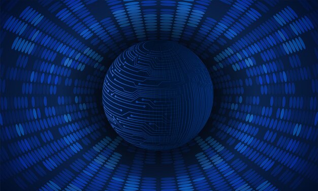 Fondo de concepto de seguridad cibernética hud azul de tecnología futura mundial