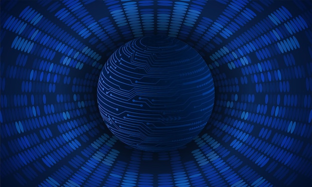Fondo de concepto de seguridad cibernética hud azul de tecnología futura mundial