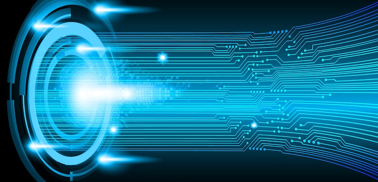 Vector fondo de concepto de seguridad cibernética ojo azul