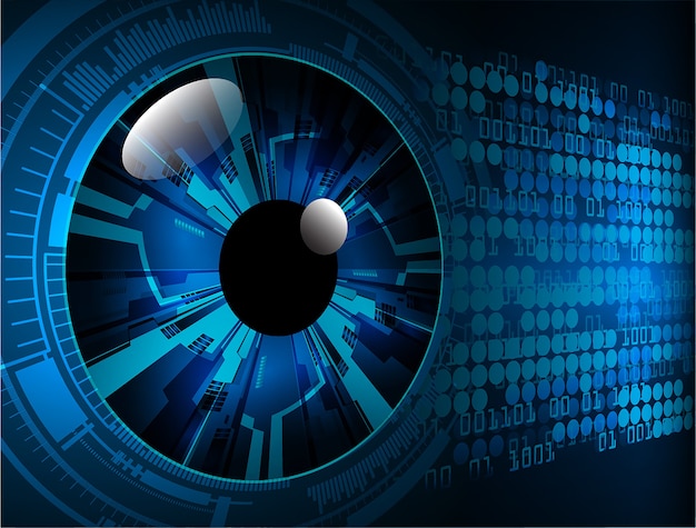 Fondo de concepto de seguridad cibernética ojo azul