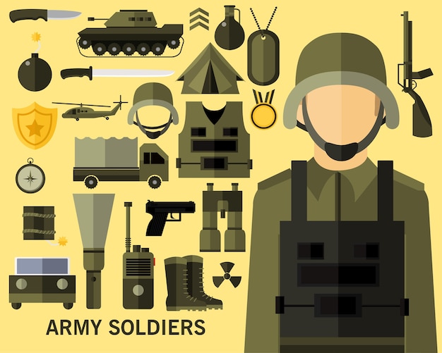 Vector fondo de concepto de soldados del ejército.