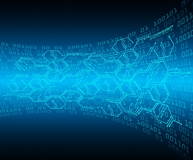 Fondo de concepto de tecnología futura de circuito azul cibernético