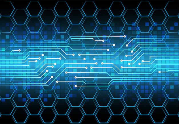 Fondo de concepto de tecnología futura de circuito azul cibernético