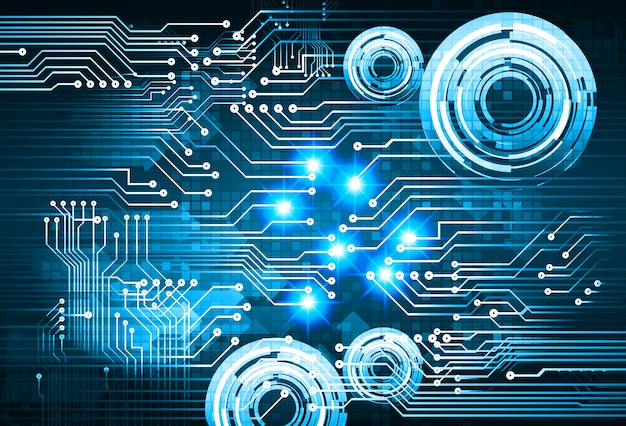 Vector fondo de concepto de tecnología futura de circuito azul cibernético