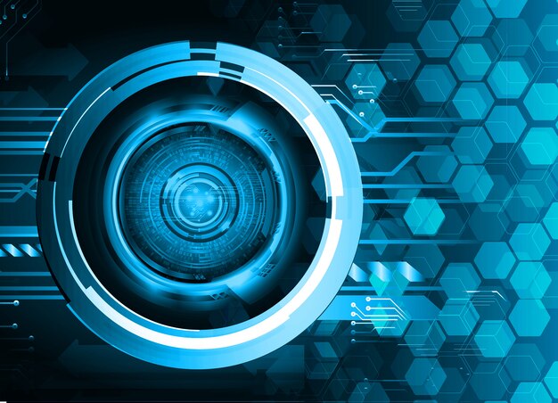 Vector fondo de concepto de tecnología futura de circuito azul cyber eye