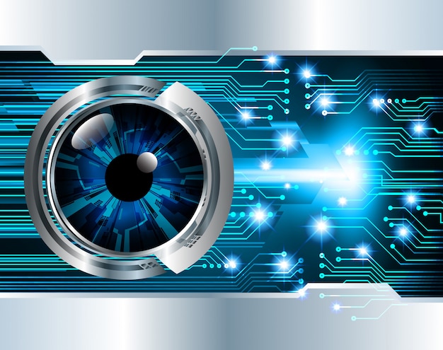 Vector fondo de concepto de tecnología futura de circuito azul cyber eye