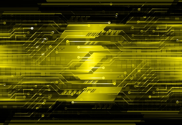 Fondo de concepto de tecnología futura de circuito cibernético amarillo