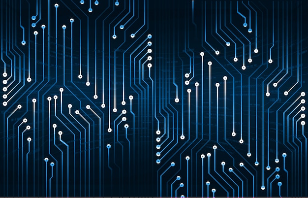 Fondo de concepto de tecnología futura de circuito cibernético azul