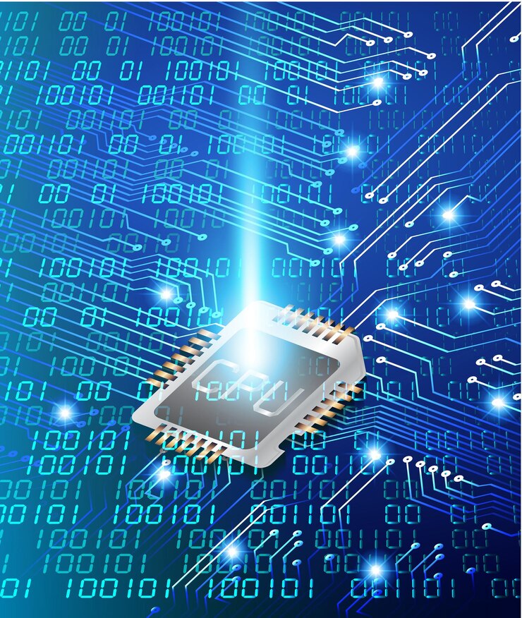 Vector fondo de concepto de tecnología futura de circuito cibernético de cpu