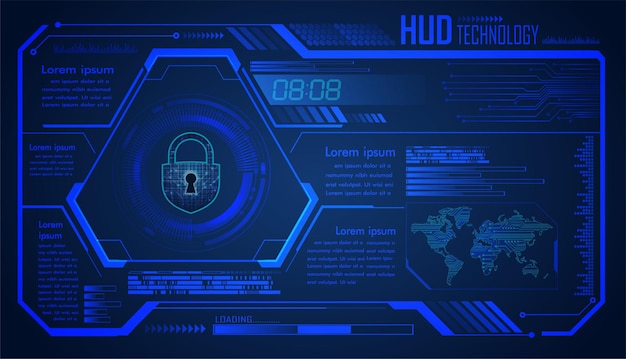 Fondo de concepto de tecnología futura de circuito cibernético de hud