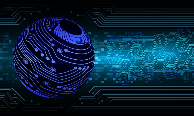 Fondo de concepto de tecnología futura de circuito cibernético mundial azul