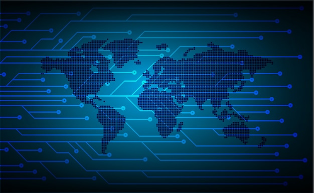 Fondo de concepto de tecnología futura de circuito cibernético mundial
