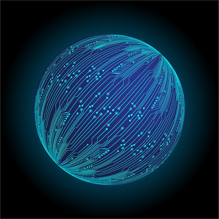 Vector fondo de concepto de tecnología futura de circuito cibernético mundial