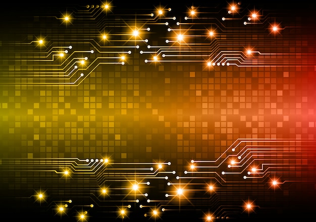 Vector fondo de concepto de tecnología futura de circuito cibernético naranja