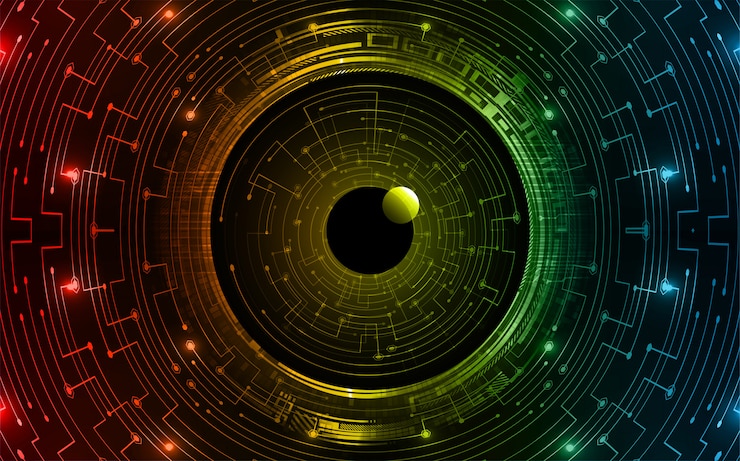 Vector fondo de concepto de tecnología futura de circuito cibernético ocular