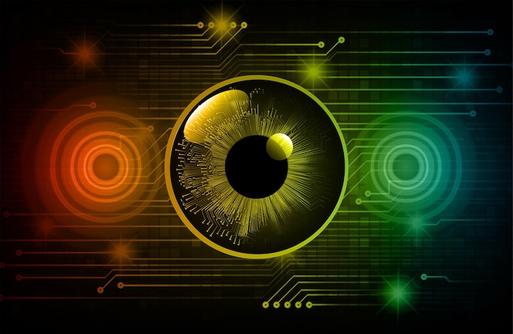 Vector fondo de concepto de tecnología futura de circuito cibernético ocular