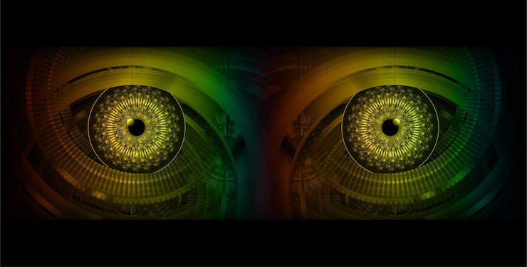 Vector fondo de concepto de tecnología futura de circuito cibernético ocular