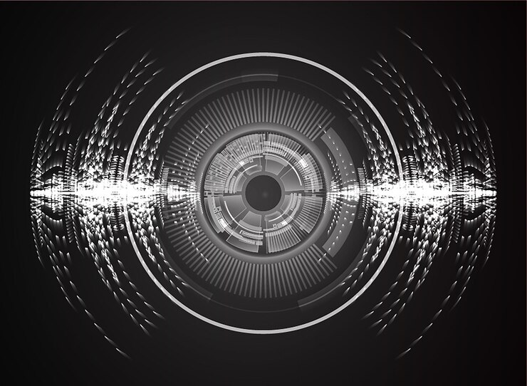 Vector fondo de concepto de tecnología futura de circuito cibernético ocular
