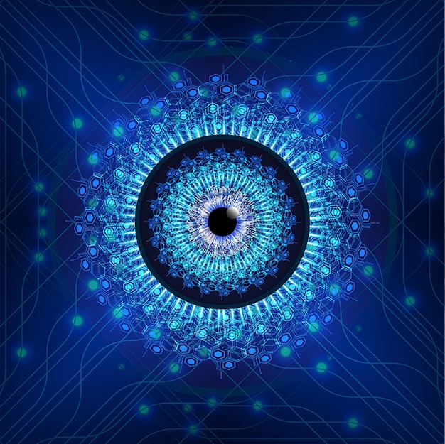 Fondo de concepto de tecnología futura de circuito cibernético ocular