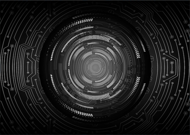 Fondo de concepto de tecnología futura de circuito cibernético de ojo negro
