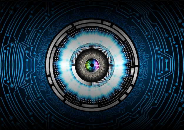 Fondo de concepto de tecnología futura de circuito cibernético de ojo negro