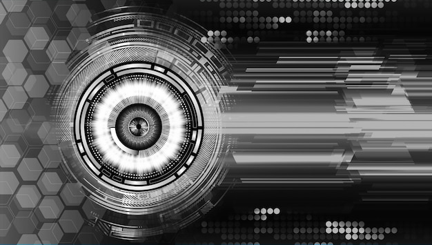 Fondo de concepto de tecnología futura de circuito cibernético de ojo negro