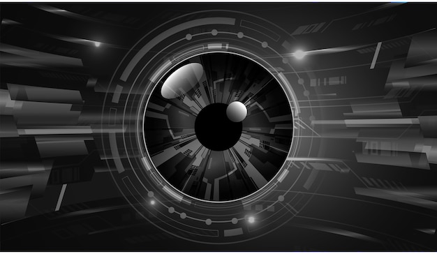 Fondo de concepto de tecnología futura de circuito cibernético de ojo negro