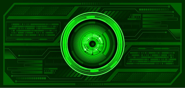 Fondo de concepto de tecnología futura de circuito cibernético de ojo verde