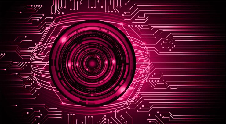Vector fondo de concepto de tecnología futura de circuito cibernético de ojo