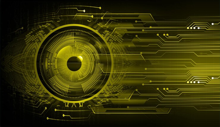 Vector fondo de concepto de tecnología futura del circuito cibernético del ojo