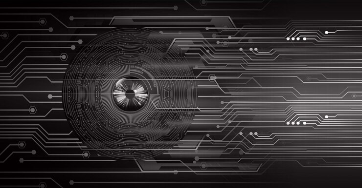 Vector fondo de concepto de tecnología futura del circuito cibernético del ojo