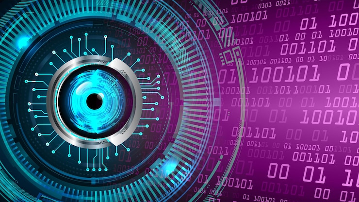 Vector fondo de concepto de tecnología futura del circuito cibernético del ojo